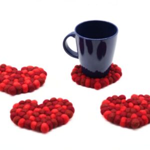 Felt heart coaster