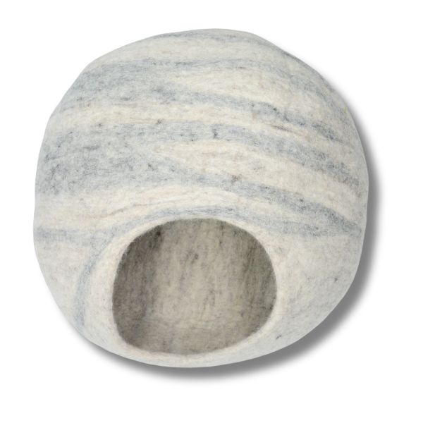 Light grey felt round cat cave