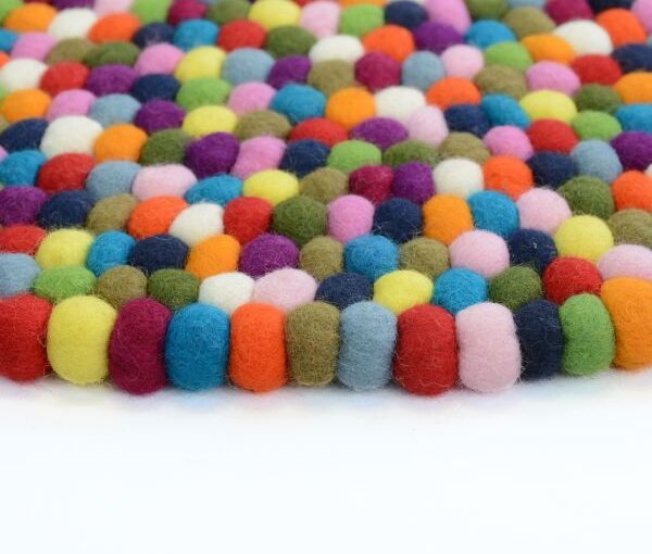 multi color felt ball rug