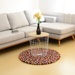 Multi color felt ball rug