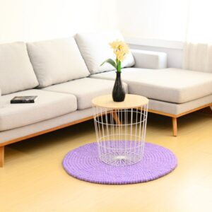 purple color- Handmade felt ball rug