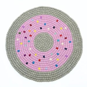 Pink and grey felt ball rug