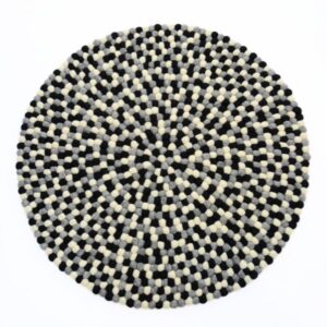 White, grey, and black color ball rug