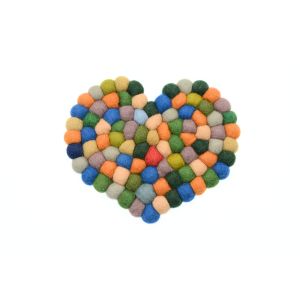 Color full felt ball heart trivet