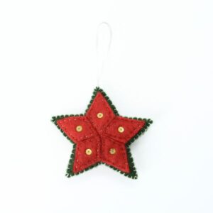 Handmade felt green and red star hanging decors