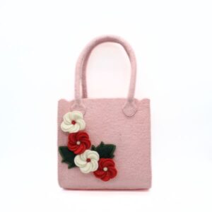 Floral Handmade Felt Pink Bag