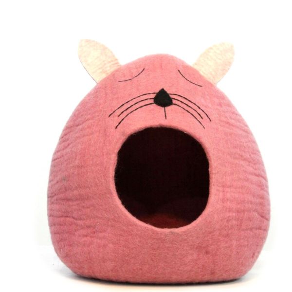 Pink colored Soft Felt Cat Cave