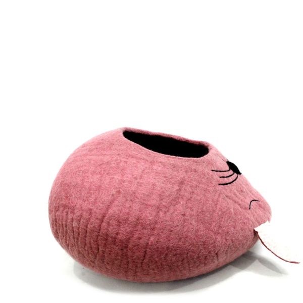 Pink colored Soft Felt Cat Cave - Image 4