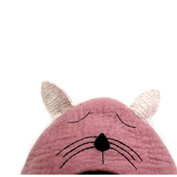 Pink colored Soft Felt Cat Cave - Image 5