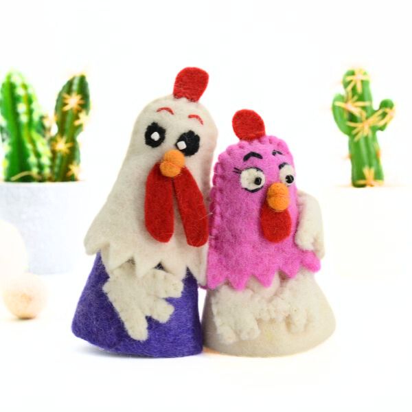 Handmade Felt Chickens Love Pair - Image 3