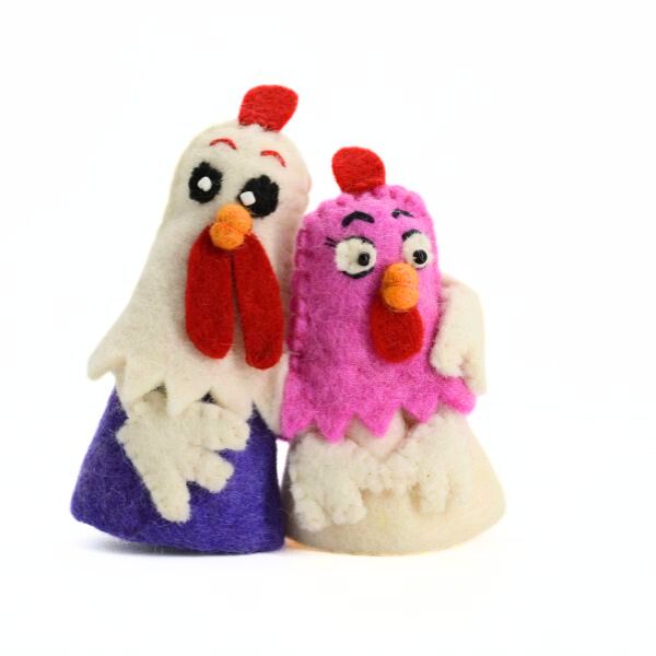 Handmade Felt Chickens Love Pair - Image 2