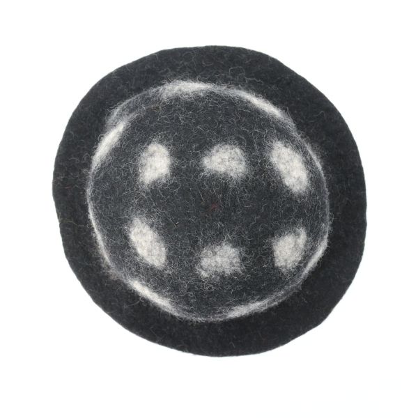 Felt Black Colored Dotted Hat - Image 5
