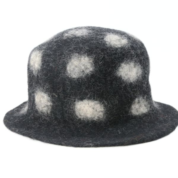 Felt Black Colored Dotted Hat