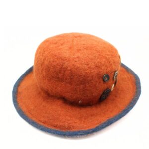 Felt Orange Colored Button Hat