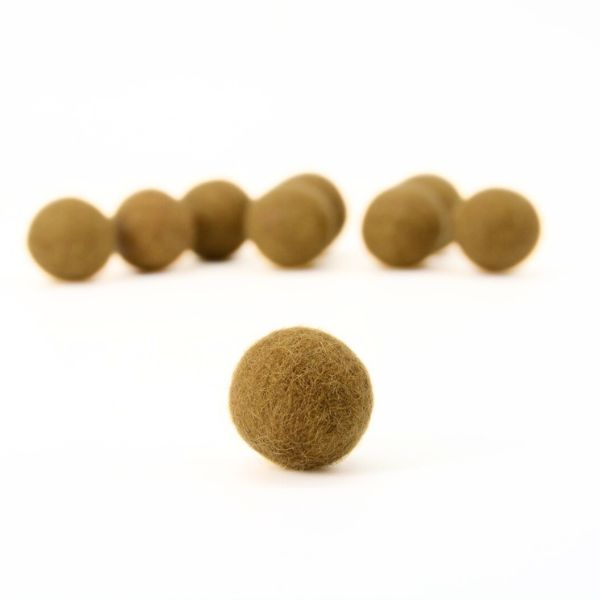 Handmade Felt Brown Wool Balls - Image 3