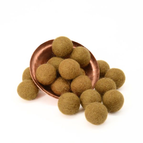 Handmade Felt Brown Wool Balls - Image 2