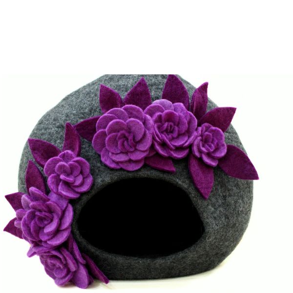 Felt Grey and Purple Cat House - Image 4