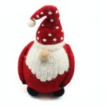 Handmade Felt Santa Christmas Ornament with White Polka Dot Red Hat - Image 6
