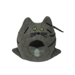 Handmade grey felt cat house with a cat-inspired design - Image 5