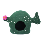 Handmade green cactus design felt cat house with pink flower - Image 5