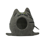 Handmade grey felt cat house with a cat-inspired design - Image 2