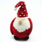 Handmade Felt Santa Christmas Ornament with White Polka Dot Red Hat - Image 4