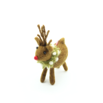 Handmade Felt Reindeer Christmas Ornament with Holly Wreath