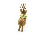 Handmade Felt Reindeer Christmas Ornament with Holly Wreath - Image 4