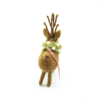 Handmade Felt Reindeer Christmas Ornament with Holly Wreath - Image 3
