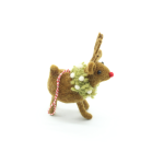 Handmade Felt Reindeer Christmas Ornament with Holly Wreath - Image 2