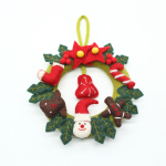 Handmade Felt Wreath for Christmas Decor with Santa, Candy Cane, Red Bow and Holiday Ornaments - Image 3