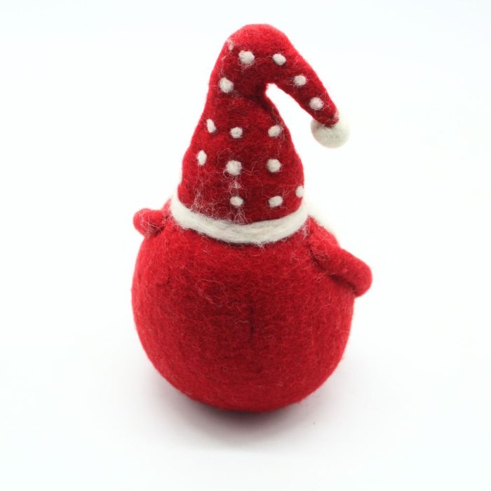 Handmade Felt Santa Christmas Ornament with White Polka Dot Red Hat - Image 5
