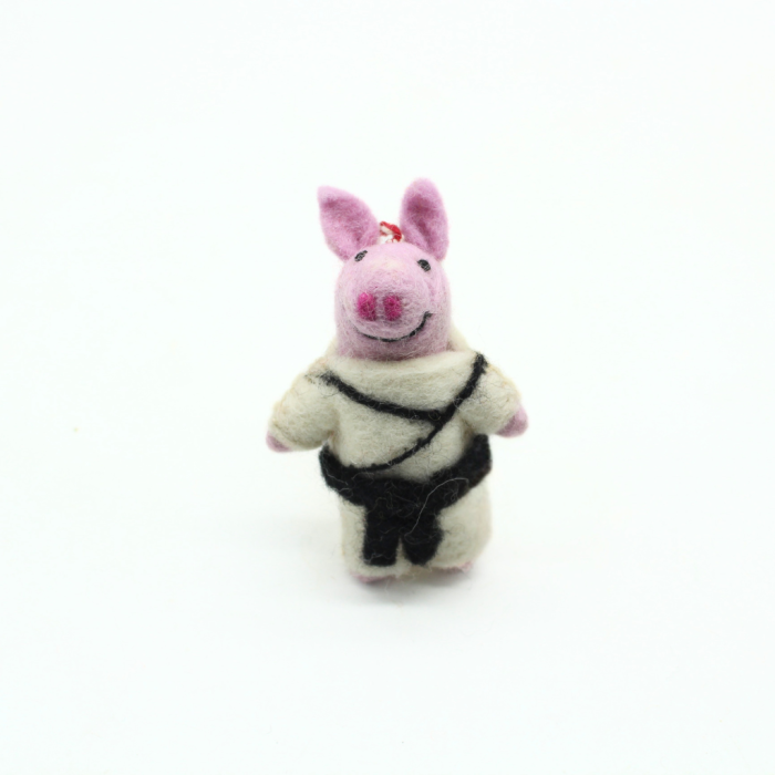 Handmade Felt Pink Piggy Face Bunny Ornament - Image 4