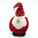 Handmade Felt Santa Christmas Ornament with White Polka Dot Red Hat