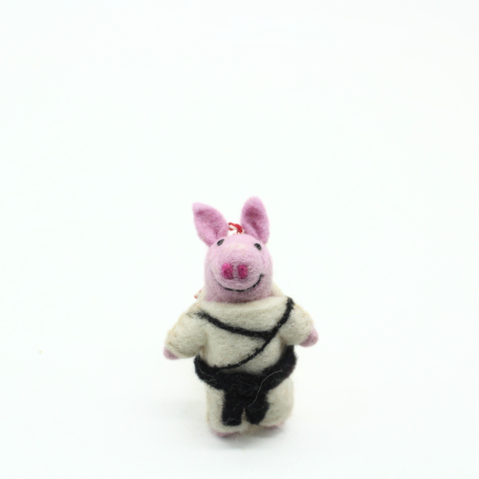 Handmade Felt Pink Piggy Face Bunny Ornament - Image 3