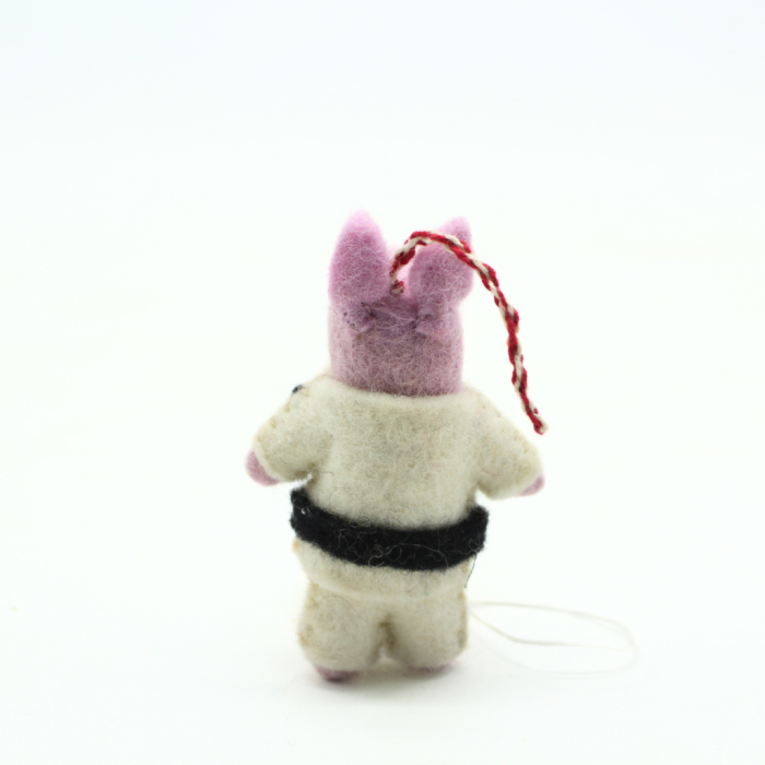 Handmade Felt Pink Piggy Face Bunny Ornament - Image 2