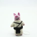 Handmade Felt Pink Piggy Face Bunny Ornament - Image 6