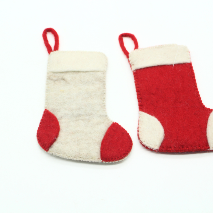 Handmade Felt Christmas Stocking in White and Red - Image 4