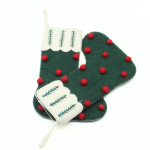 Handmade Felt Green Christmas Stocking with Red Cherry - Image 4