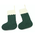Handmade Felt Green Christmas Stocking with Red Cherry - Image 3