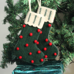 Handmade Felt Green Christmas Stocking with Red Cherry