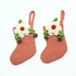 Handmade Christmas Stocking with Elegant White Flower Design - Image 2