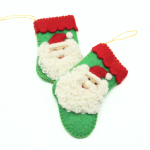 Handmade Felt Green Christmas Stocking with Santa - Image 5