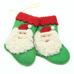 Handmade Felt Green Christmas Stocking with Santa - Image 6