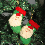 Handmade Felt Green Christmas Stocking with Santa