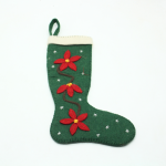 Handmade Felt Green Christmas Stocking with Flower Design - Image 5