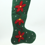 Handmade Felt Green Christmas Stocking with Flower Design - Image 2