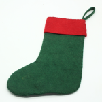 Handmade Felt Green Christmas Stocking with White Leaf Design - Image 6
