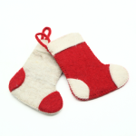 Handmade Felt Christmas Stocking in White and Red - Image 2