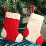 Handmade Felt Christmas Stocking in White and Red